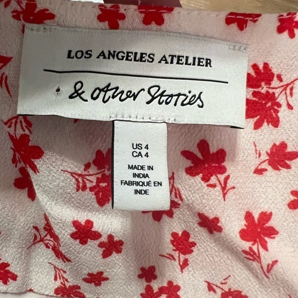 & Other Stories white and red floral print mini wrap dress ditzy print - Picture 11 of 14